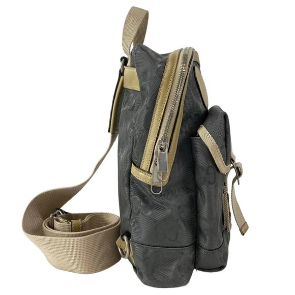 GUCCI Gucci Off the Grid Sling Backpack Dark Gray Beige Nylon - - Picture 4 of 16